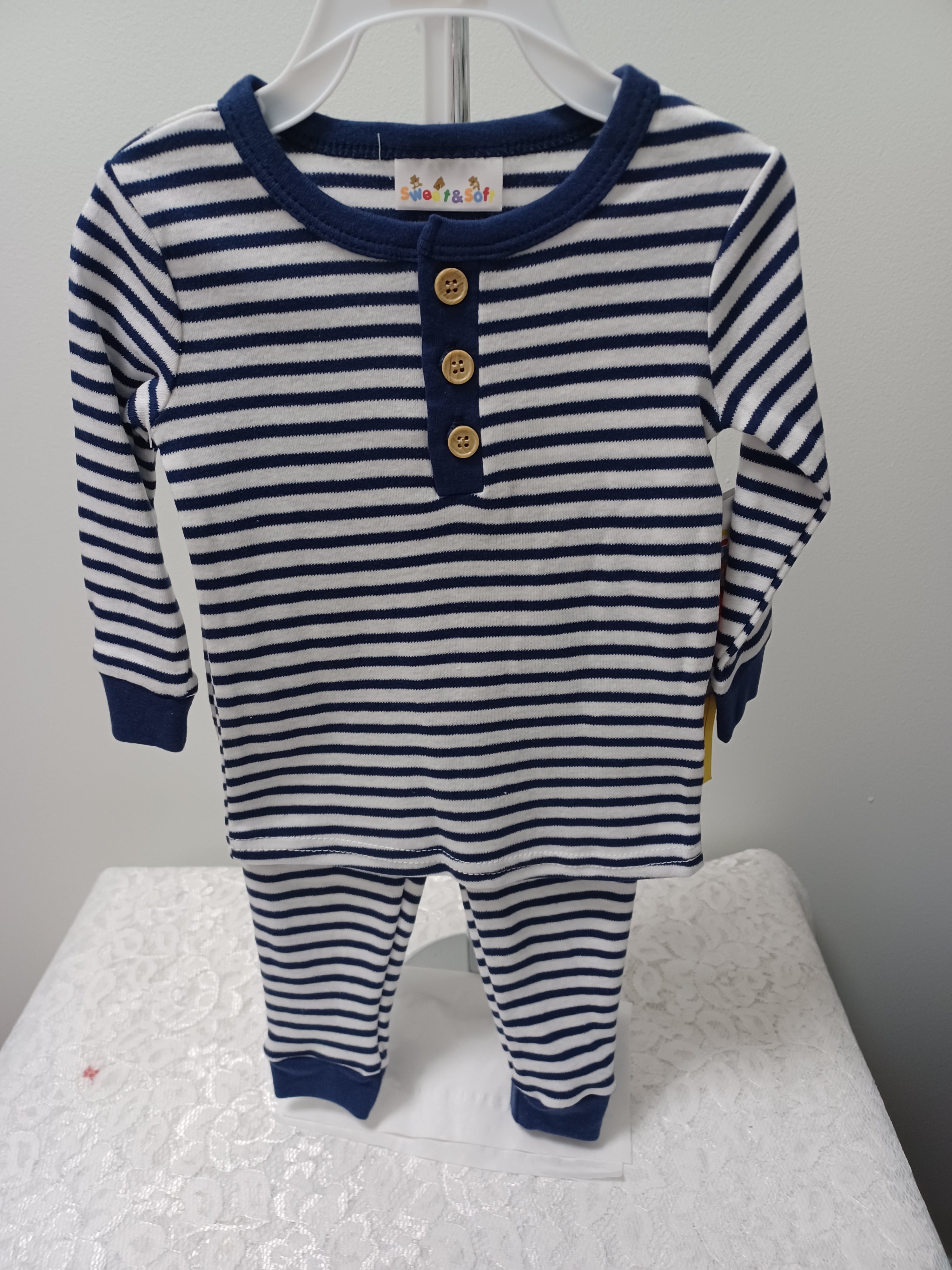Navy And White Stripe Pajamas